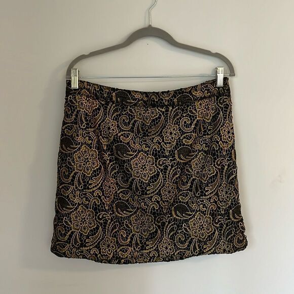 Banana Republic black and gold lace mini skirt - Picture 1 of 4